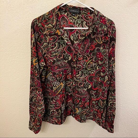 Elementz Long Sleeve Multi Color Blouse Size Large - Picture 1 of 4